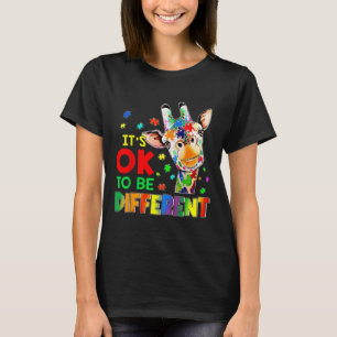 Kids Autism Awareness Acceptance Giraffe Its Ok To T-Shirt