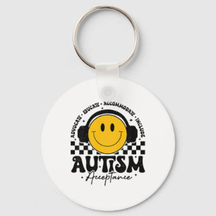 Kids Autism Awareness Acceptance Smile Face Autist Key Ring