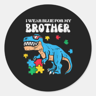 Kids Autism Awareness Blue For My Brother Trex Tod Classic Round Sticker