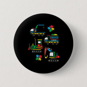 Kids Autism Awareness Construction Trucks Excavato 6 Cm Round Badge
