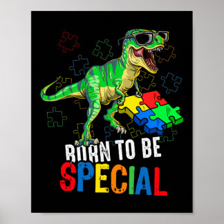 Kids Autism Awareness Dino Autistic Toddler Boys D Poster