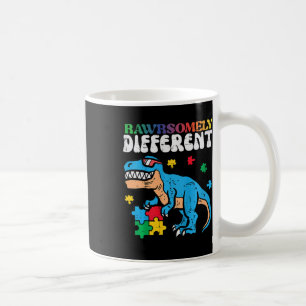 Kids Autism Awareness Dino Rawrsomely Different Tr Coffee Mug