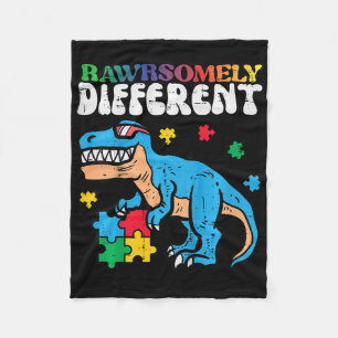 Kids Autism Awareness Dino Rawrsomely Different Tr Fleece Blanket