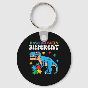 Kids Autism Awareness Dino Rawrsomely Different Tr Key Ring