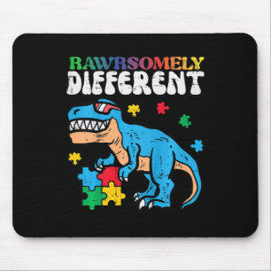 Kids Autism Awareness Dino Rawrsomely Different Tr Mouse Mat