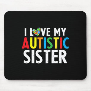 Kids Autism Awareness I Love My Sister Puzzle Piec Mouse Mat