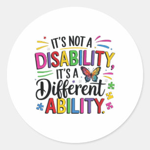 Kids Autism Awareness It’s A Different Ability Inc Classic Round Sticker
