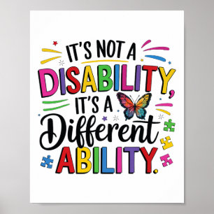 Kids Autism Awareness It’s A Different Ability Inc Poster