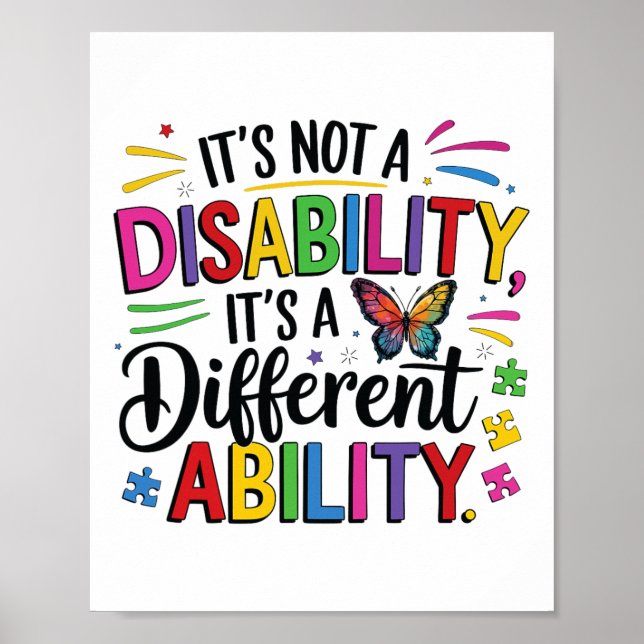 Kids Autism Awareness It’s A Different Ability Inc Poster (Front)