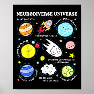 Kids Autism Awareness Neurodiverse Universe Neurod Poster