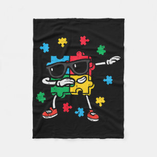 Kids Autism Awareness Puzzle Dab Asd Autistic Todd Fleece Blanket