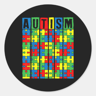 Kids Autism Awareness Puzzle Piece Autistic Boys G Classic Round Sticker