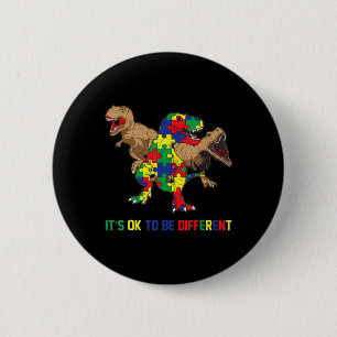 Kids Autism Awareness Ribbon T-Rex Dino Dinosaur B 6 Cm Round Badge