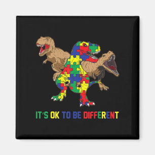 Kids Autism Awareness Ribbon T-Rex Dino Dinosaur B Magnet