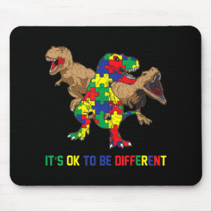Kids Autism Awareness Ribbon T-Rex Dino Dinosaur B Mouse Mat