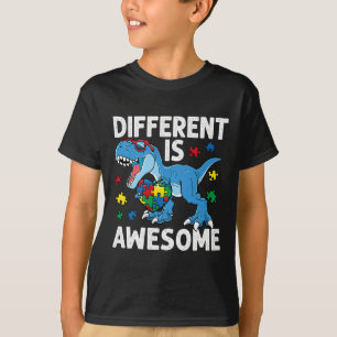 Kid's Autism Different Is Awesome Dinosaur Autism T-Shirt