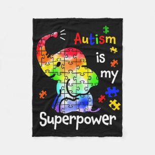 Kids Autism Is My Superpower Cute Elephant Autism  Fleece Blanket