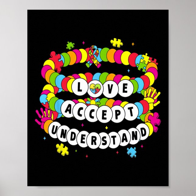 Kids Autistic Girls Love Accept Understand Autism  Poster (Front)