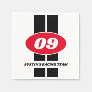 Kid's auto racing theme 9th Birthday party napkins