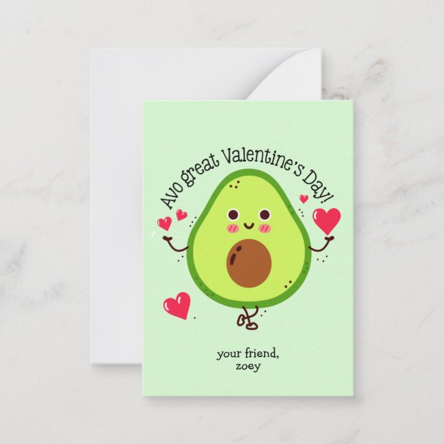 Kids Avocado Valentine's Day  Card (Front)