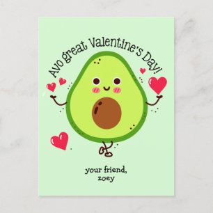 Kids Avocado Valentine's Day Postcard Size
