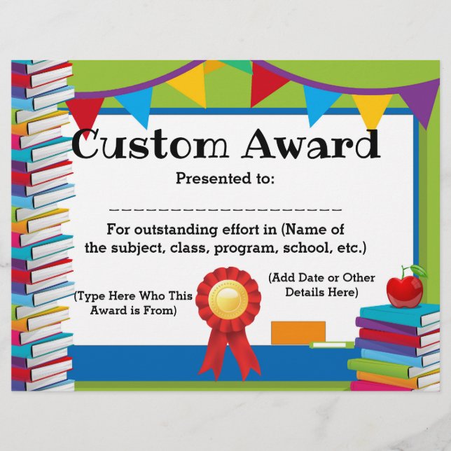 Kids Award Certificate Customisable 8.5x11 (Front)
