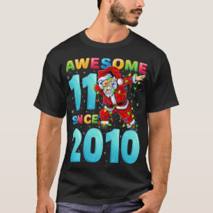 Kids Awesome 11 Since 2010 Dabbing Santa 11th Birt T-Shirt