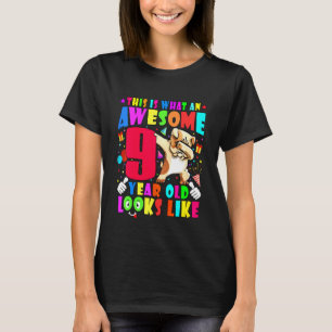 Kids Awesome 9 Year Old Boys Girls Birthday Party  T-Shirt