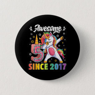 Kids awesome dabbing unicorn birthday 5 year old G 6 Cm Round Badge