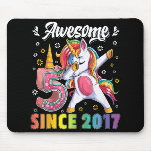 Kids awesome dabbing unicorn birthday 5 year old G Mouse Mat