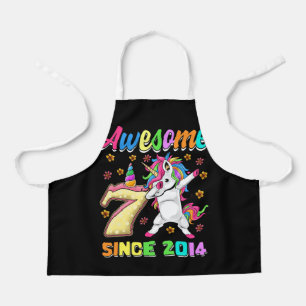 Kids Awesome Dabbing Unicorn Birthday 7 Year Old Apron