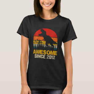 Kids Awesome Since 2012 10th Birthday Dinosaur 10 T-Shirt