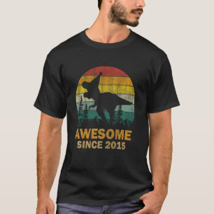 Kids Awesome Since 2015 8 Year Old Dinosaur 8th Bi T-Shirt