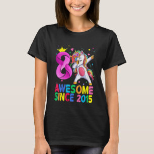 Kids Awesome Since 2015 Dabbing Unicorn 8th Birthd T-Shirt