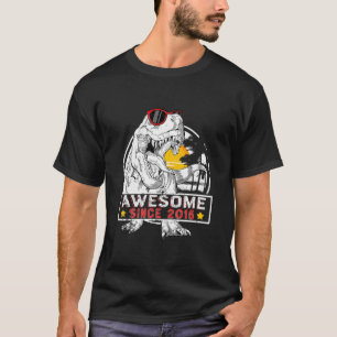 Kids Awesome Since 2016 6Th Birthday Boy Dinosaur T-Shirt