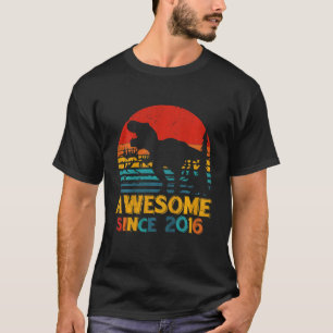 Kids Awesome Since 2016 6th Birthday Boy Dinosaur T-Shirt