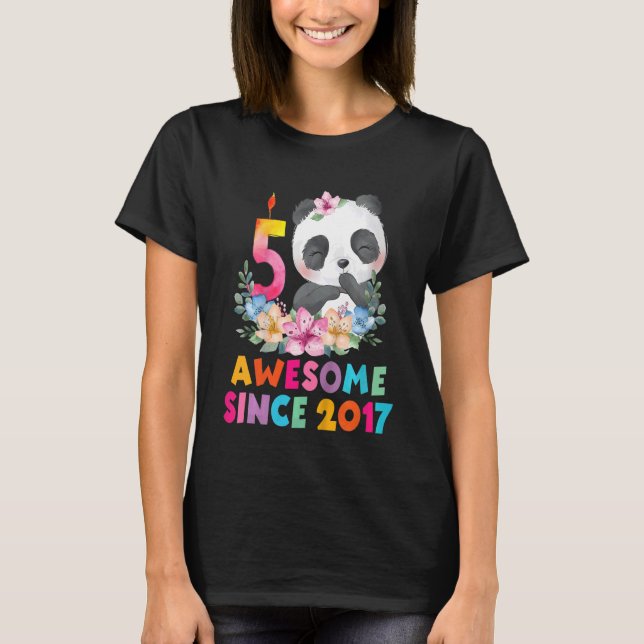 Kids Awesome Since 2017 5th Birthday 5 Years Old P T-Shirt (Front)