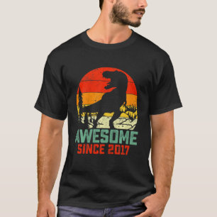 Kids Awesome Since 2017 Dinosaur 5 Year Old Boy 5t T-Shirt