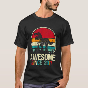 Kids Awesome Since 2017 Dinosaur 5 Years Old Boy 5 T-Shirt