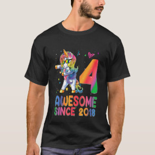 Kids Awesome Since 2018 Flossing Unicorn 4th Birth T-Shirt