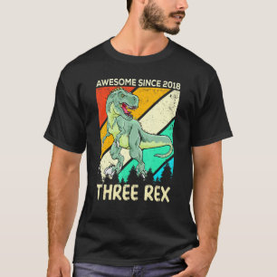 Kids Awesome Since 2018 Three Rex Trex 3rd Birthda T-Shirt
