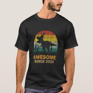 Kids Awesome Since 2019 4 Year Old Dinosaur 4th Bi T-Shirt