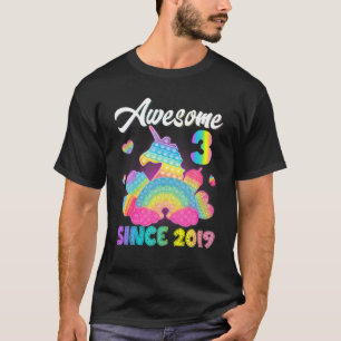 Kids Awesome Since 2019 Pop It Fidget Unicorn 3Rd T-Shirt