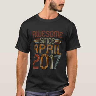 Kids Awesome Since April 2017 Boys Girls Vintage 5 T-Shirt