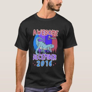 Kids Awesome Since December 2016 Cool Dinosaur 5Th T-Shirt