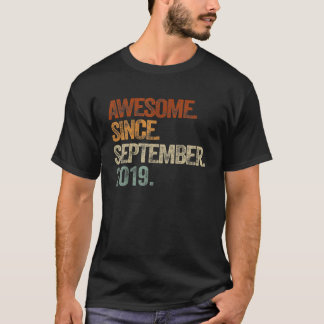 Kids Awesome Since September 2019 3 Years Old 3rd T-Shirt