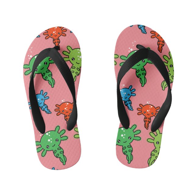 Kids Axototl Salamander Kid's Flip Flops (Footbed)
