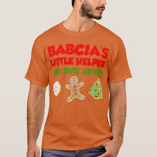 Kids Babcia's Little Helper Christmas Cookie Bakin T-Shirt
