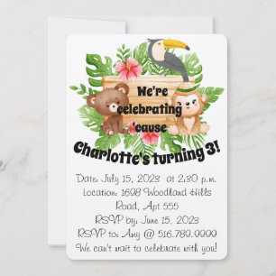 Kids Babies Toddlers PreSchooler Woodland Birthday Invitation