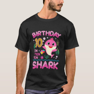 Kids Baby Cute Shark 10Th Birthday Boy Girl 10 Yea T-Shirt